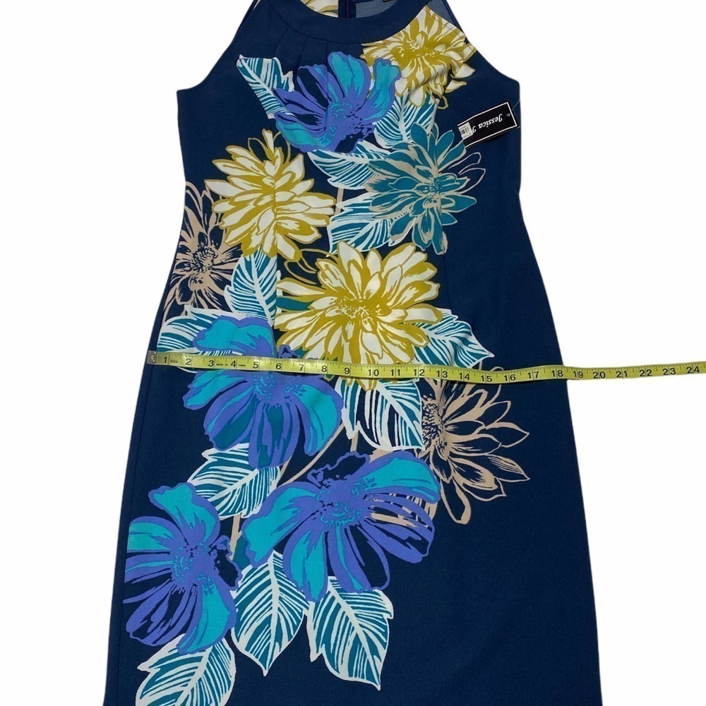 JESSICA Howard Blue Yellow Floral Print Sleeveless Sheath Mini Dress NWT - Picture 9 of 13